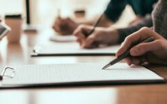 Close up group employees works with business documents business concept 160672