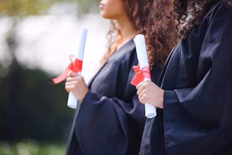 Mains femmes universite certificat lors ceremonie remise diplomes evenement plein air campus ensemble 590464